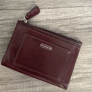 Coach Leather Maroon Small Coin Card Purse Wallet